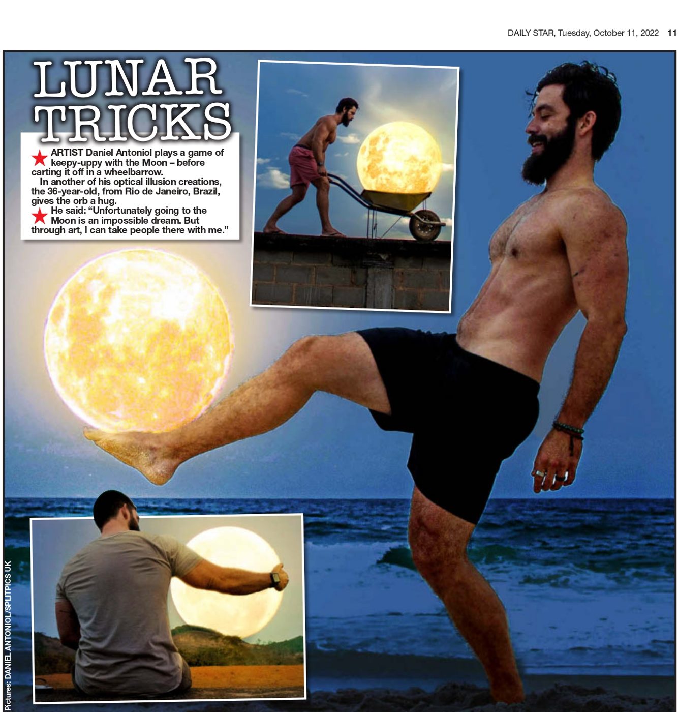 Daily Star page 11, 11 October 2022: feature titled Lunar tricks with three photographs by Daniel Antoniol